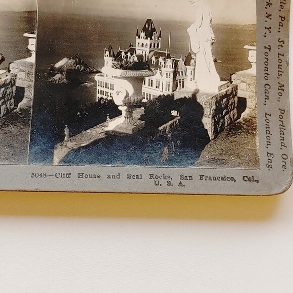 ANTIQUE Stereograph Card Cliff house and seal rocks san Francisco - Picture 3 of 6